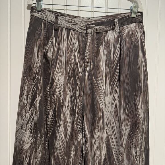 Free People Feather Print Wide Leg Pants Flowy Wide Leg Festival Boho Size 8 - Picture 2 of 6